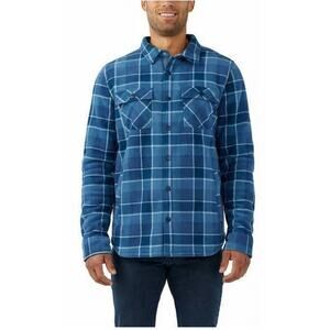 Voyager Men's Large Blue Plaid Super Plush Sherpa Lined Snap Shirt jacket